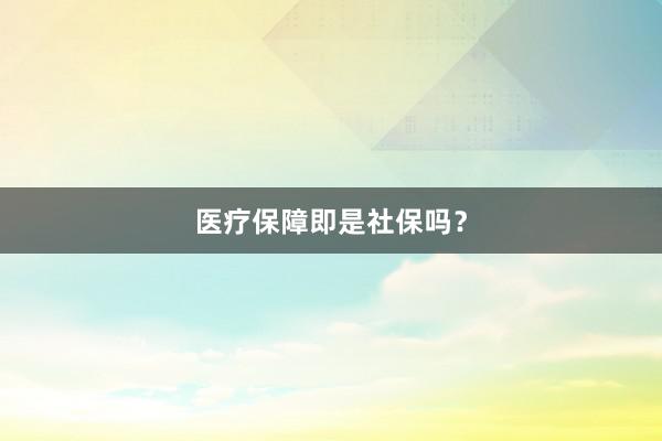 医疗保障即是社保吗？